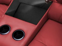 Sofá reclinable AROMA de 3 y 2 plazas en piel de vacuno roja^Vente-unique