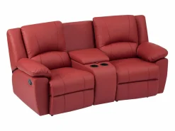 Vente-unique Sofá reclinable de 2 plazas AROMA en piel de vacuno roja Rojo Outlet