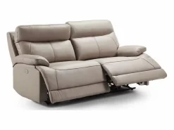 Sofá reclinable eléctrico de cuero Ducka-Marrón-Sistema Eléctrico-3 plazas^Les Tendances Best