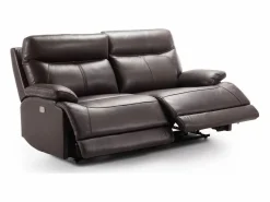 Sofá reclinable eléctrico de cuero Ducka-Marrón-Sistema Eléctrico-3 plazas^Les Tendances Best