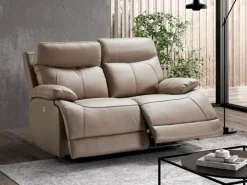 Les Tendances Sofá reclinable eléctrico de cuero Ducka-Marrón claro-Sistema Eléctrico-2 plazas Marru00f3n Online