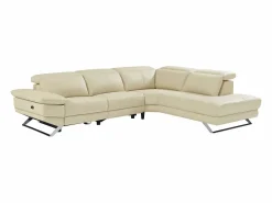 Vente-unique Sofá reclinable eléctrico de esquina derecha PUNO II en piel de vacuno Beige Outlet