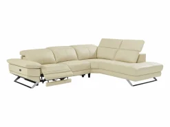 Vente-unique Sofá reclinable eléctrico de esquina derecha PUNO II en piel de vacuno Beige Outlet