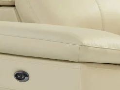 Vente-unique Sofá reclinable eléctrico de esquina derecha PUNO II en piel de vacuno Beige Outlet