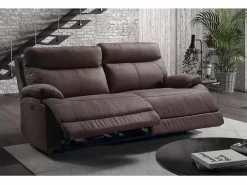Sofá reclinable eléctrico de microfibra Ducka-Color Marrón-Sistema Eléctrico-Número de plazas 3 plazas^Les Tendances Outlet