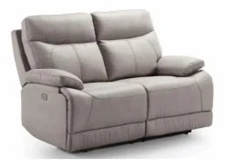 Sofá reclinable eléctrico de microfibra Ducka-Color Marrón-Sistema Eléctrico-Número de plazas 3 plazas^Les Tendances Outlet