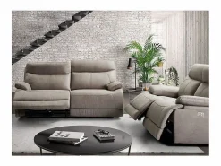 Sofá reclinable eléctrico de microfibra Ducka-Color Marrón-Sistema Eléctrico-Número de plazas 3 plazas^Les Tendances Outlet