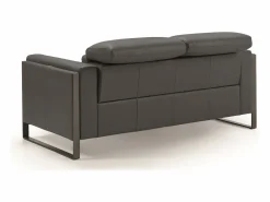 Sofá reclinable eléctrico de cuero Kinston-Gris oscuro-2 asientos fijos^Les Tendances