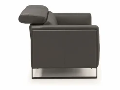 Sofá reclinable eléctrico de cuero Kinston-Gris oscuro-2 asientos fijos^Les Tendances