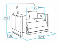 Sofá reclinable eléctrico de cuero Kinston-Gris oscuro-2 asientos fijos^Les Tendances
