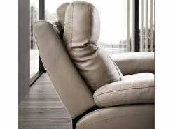Sofá reclinable eléctrico de cuero Ducka-Marrón claro-Sistema Eléctrico-3 plazas^Les Tendances New