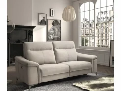 Sofá reclinable eléctrico de microfibra Kuiza-Color claro-Número de plazas Sillón reclinable eléctrico de 3 plazas^Les Tendances Clearance