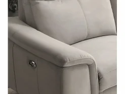Sofá reclinable eléctrico de microfibra Kuiza-Color claro-Número de plazas Sillón reclinable eléctrico de 3 plazas^Les Tendances Clearance