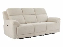 Vente-unique Sofá Relax|Sofá reclinable eléctrico de 3 plazas con mesa de tela de color KELUNO