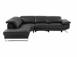 Vente-unique Sofá reclinable eléctrico de esquina izquierda PUNO II en piel de vacuno negra Negro Online
