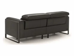 Les Tendances Sofá reclinable eléctrico de cuero Kinston-Gris oscuro-Sillón reclinable eléctrico de 3 plazas Gris antracita Hot
