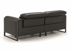 Les Tendances Sofá reclinable eléctrico de cuero Kinston-Gris oscuro-Sillón reclinable eléctrico de 3 plazas Gris antracita Hot