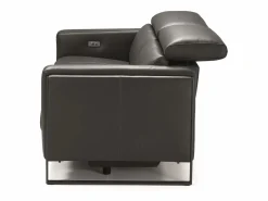 Les Tendances Sofá reclinable eléctrico de cuero Kinston-Gris oscuro-Sillón reclinable eléctrico de 3 plazas Gris antracita Hot