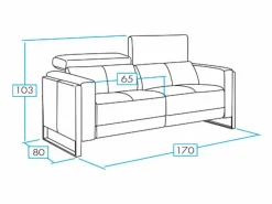 Les Tendances Sofá reclinable eléctrico de cuero Kinston-Gris oscuro-Sillón reclinable eléctrico de 3 plazas Gris antracita Hot