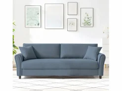 Concept-Usine Sofá recto 4 plazas de tela claro LUCERNE Azul Hot