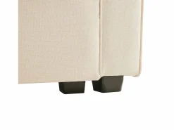 Sofá recto de 4 plazas con consola - 2 portavasos y USB - bolsillos laterales y 4 almohadas - tejido de lino^ Online