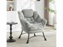 Sofá recto - Sofá de 1 plaza con bolsillos laterales y reposapiés - para dormitorio y sala de estar Verde Sale