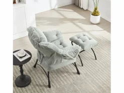 Sofá recto - Sofá de 1 plaza con bolsillos laterales y reposapiés - para dormitorio y sala de estar Verde Sale