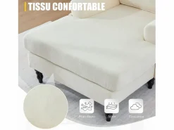 Sillón Escandinavo|Sofá Relax de 1 Plaza en Felpa - Respaldo Envolvente - Asiento Extra Profundo 100cm - Estructura 250kg - Ideal para Salón, Oficina y Balcón - Pies de Madera Maciza