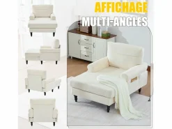 Sillón Escandinavo|Sofá Relax de 1 Plaza en Felpa - Respaldo Envolvente - Asiento Extra Profundo 100cm - Estructura 250kg - Ideal para Salón, Oficina y Balcón - Pies de Madera Maciza