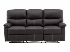 Sofá relax de 3+1 plazas de piel sintética marrón pespuntes beige CANBY^Vente-unique Outlet