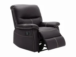 Sofá relax de 3+1 plazas de piel sintética marrón pespuntes beige CANBY^Vente-unique Outlet