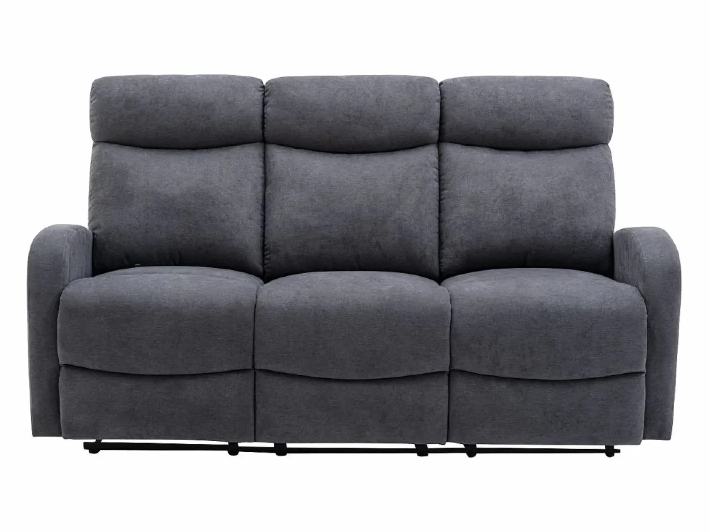 Vente-unique Sofá relax de 3 plazas de tela estilo contemporáneo EVELYN Gris Clearance