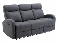 Vente-unique Sofá relax de 3 plazas de tela estilo contemporáneo EVELYN Gris Clearance