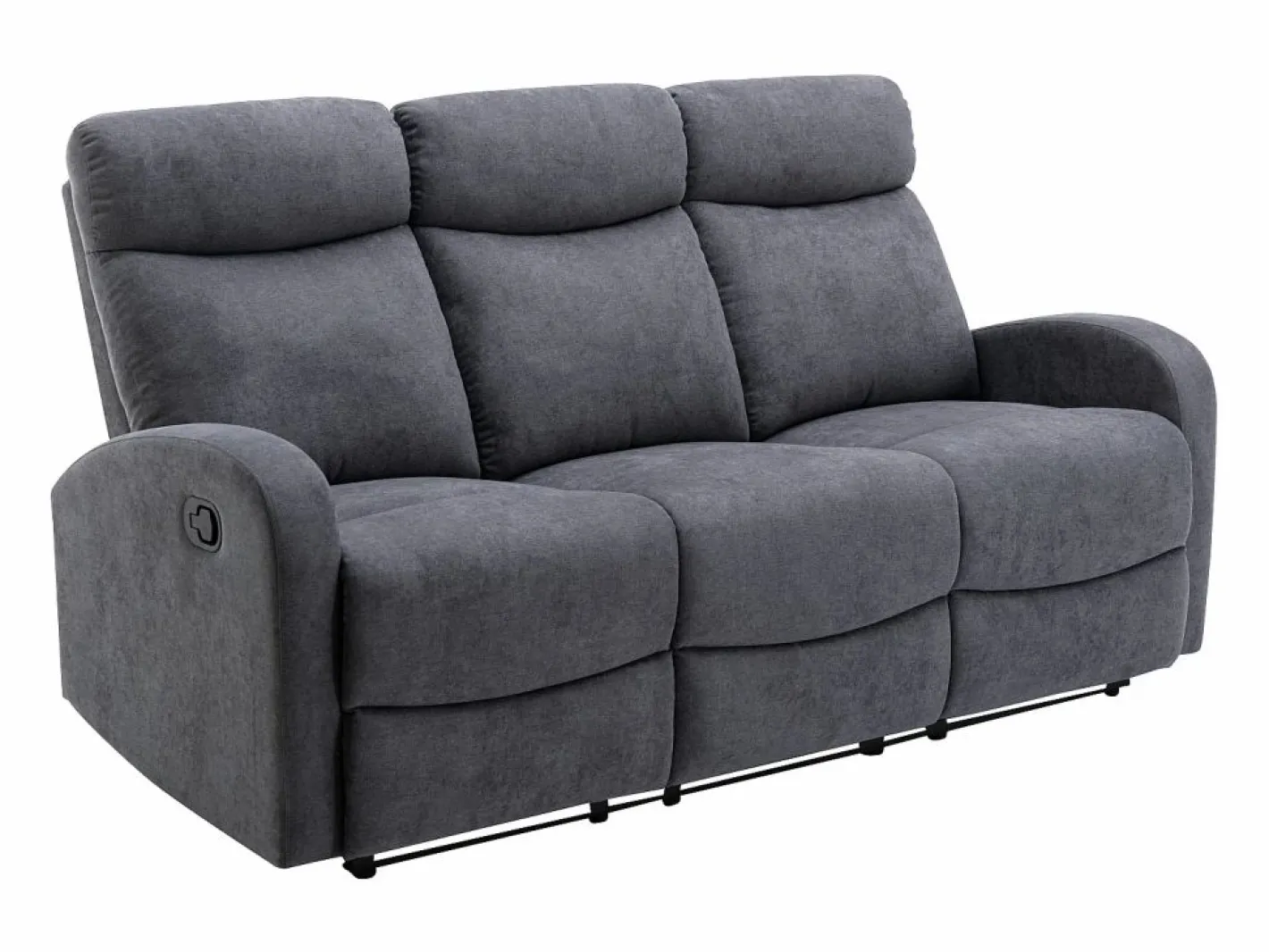Vente-unique Sofá relax de 3 plazas de tela estilo contemporáneo EVELYN Gris Clearance
