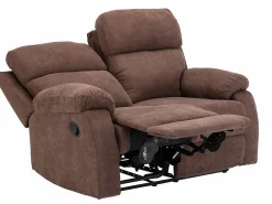 Vente-unique Sofá relax de 2 plazas de tela marrón TOLZANO Marru00f3n Discount