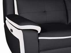 Vente-unique Sofá Relax|Sofá relax eléctrico 3 plazas piel negro/blanco ANGELIQUE
