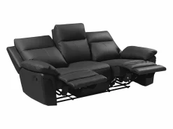 Vente-unique Sofá relax mecánico 3 plazas piel búfalo PAKITA Negro Discount