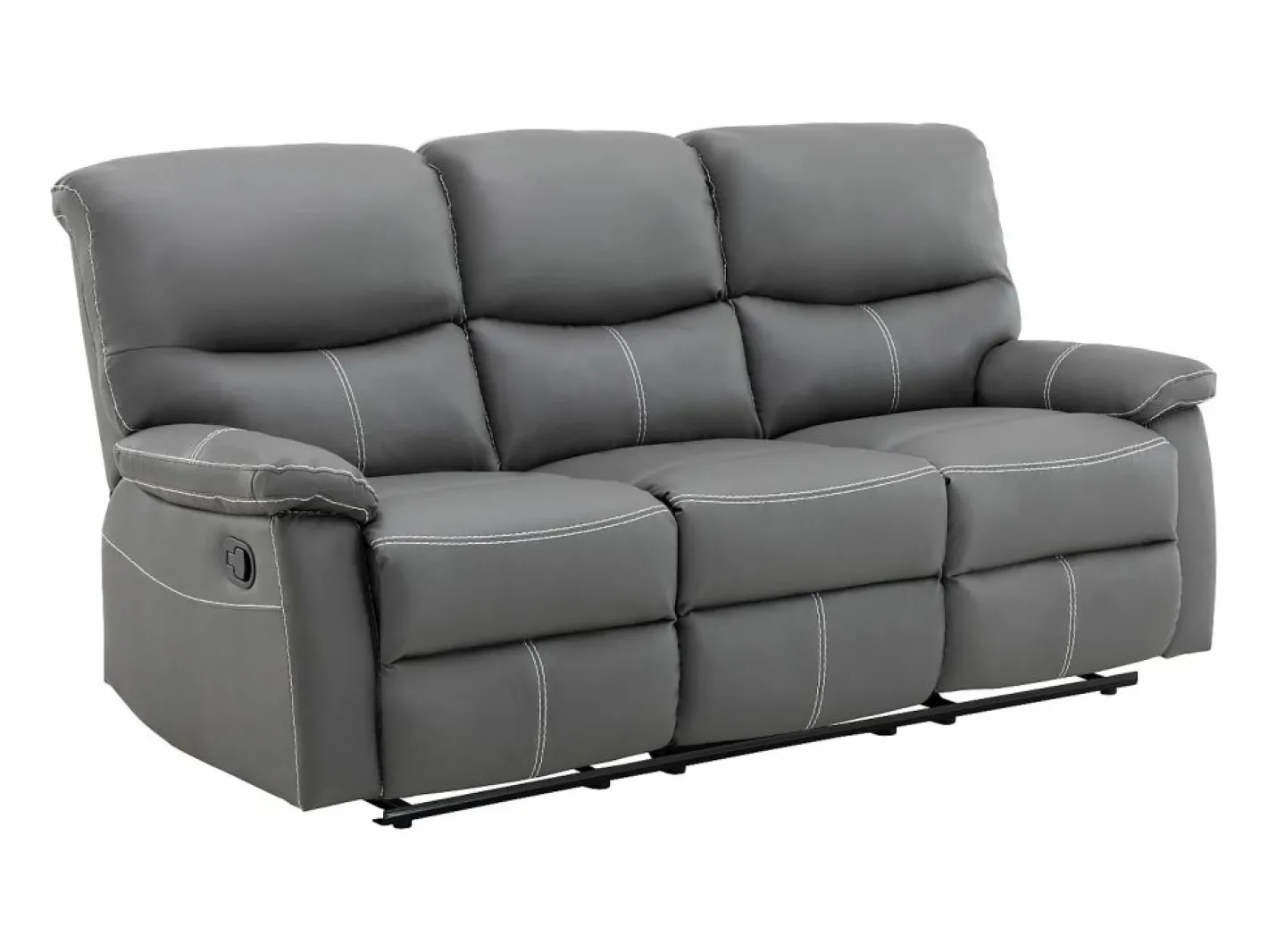 Vente-unique Sofá Relax|Sofá relax mecánico de 3 plazas de piel sintética CANBY
