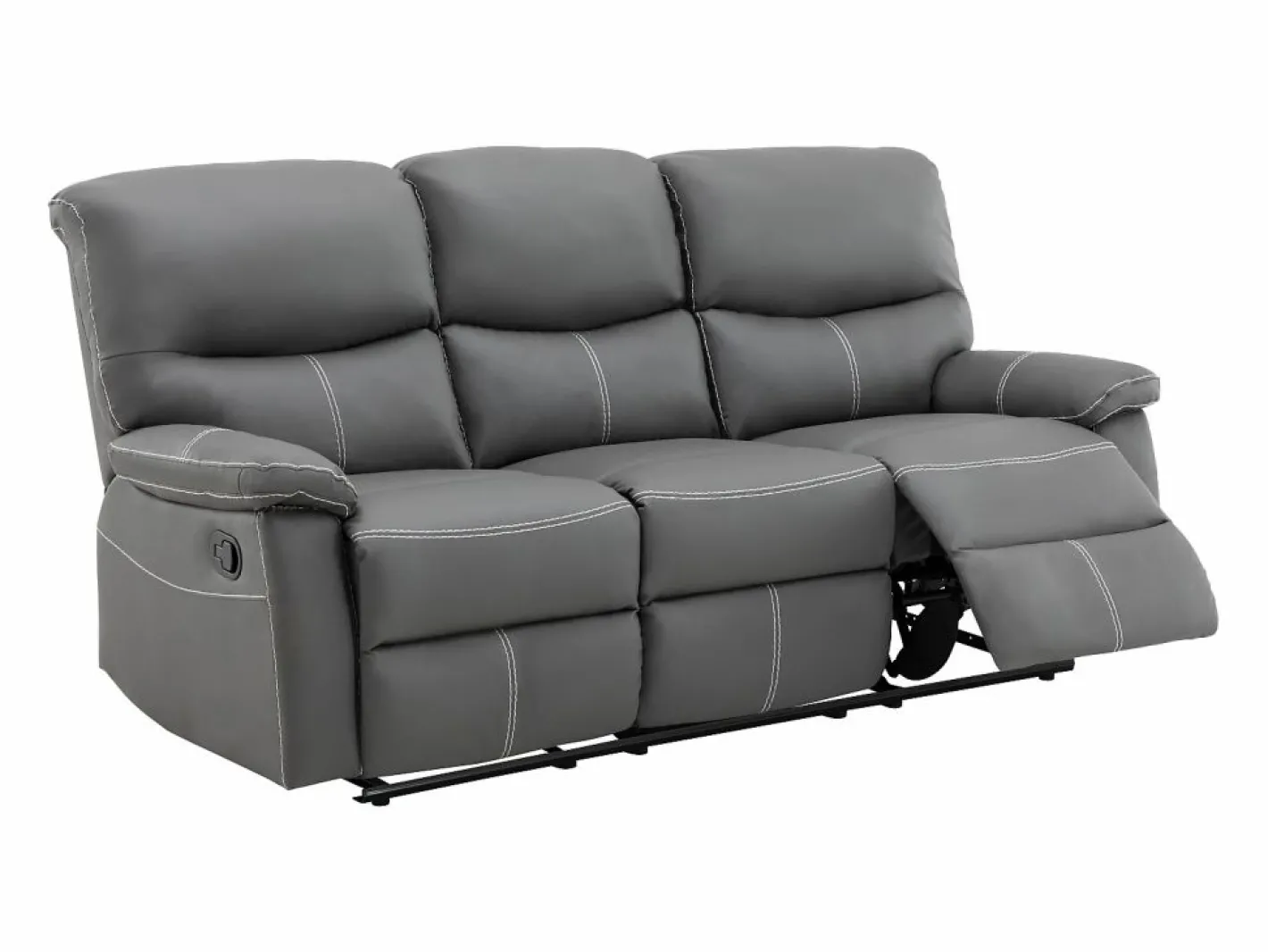 Vente-unique Sofá Relax|Sofá relax mecánico de 3 plazas de piel sintética CANBY