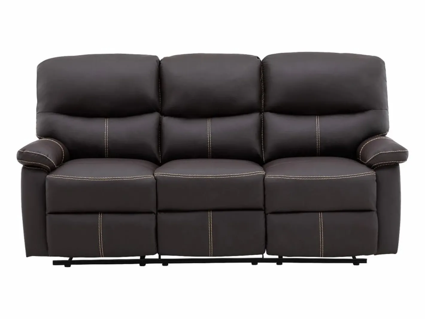 Vente-unique Sofá Relax|Sofá relax mecánico de 3 plazas de piel sintética marrón CANBY