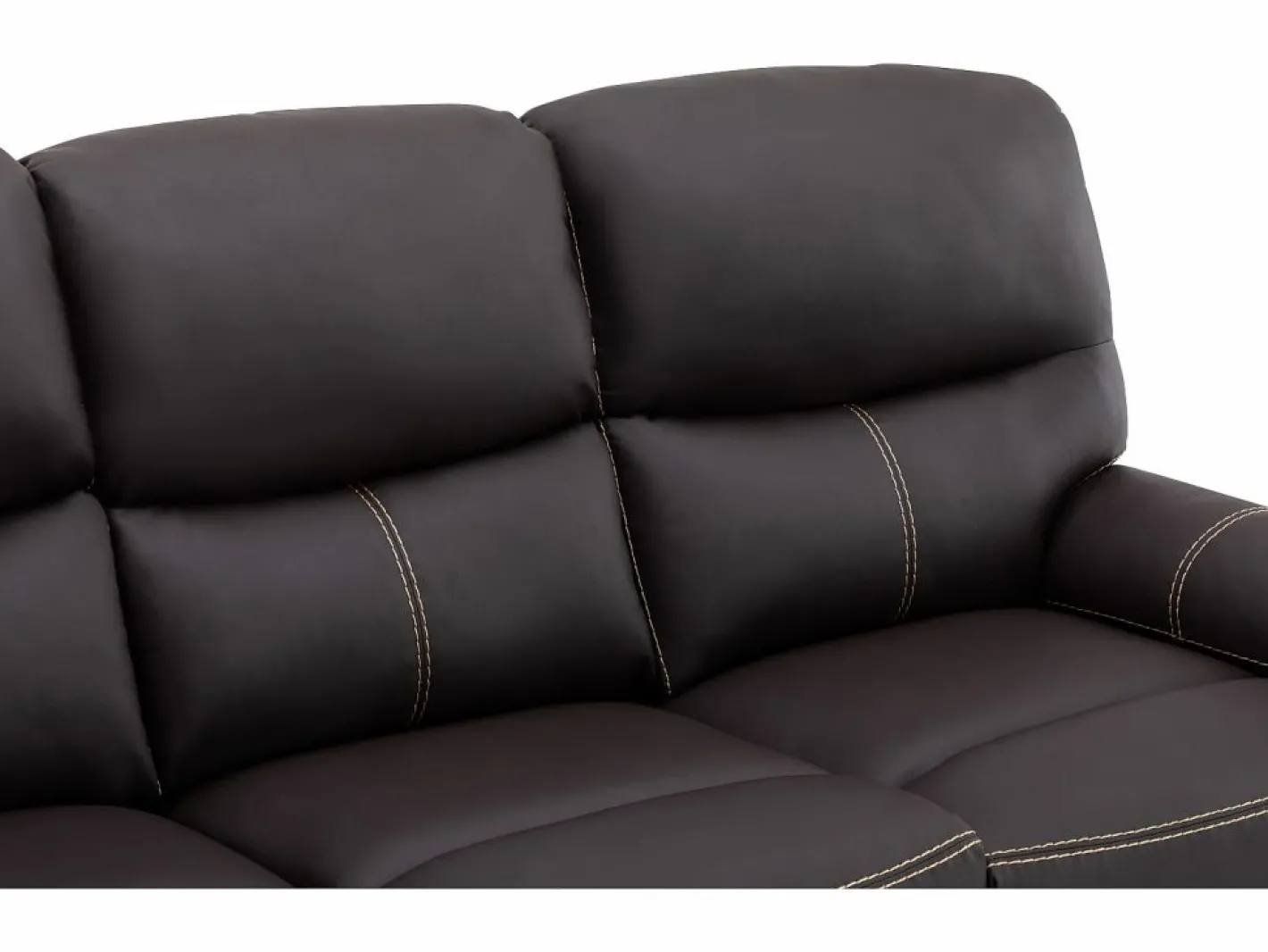 Vente-unique Sofá Relax|Sofá relax mecánico de 3 plazas de piel sintética marrón CANBY