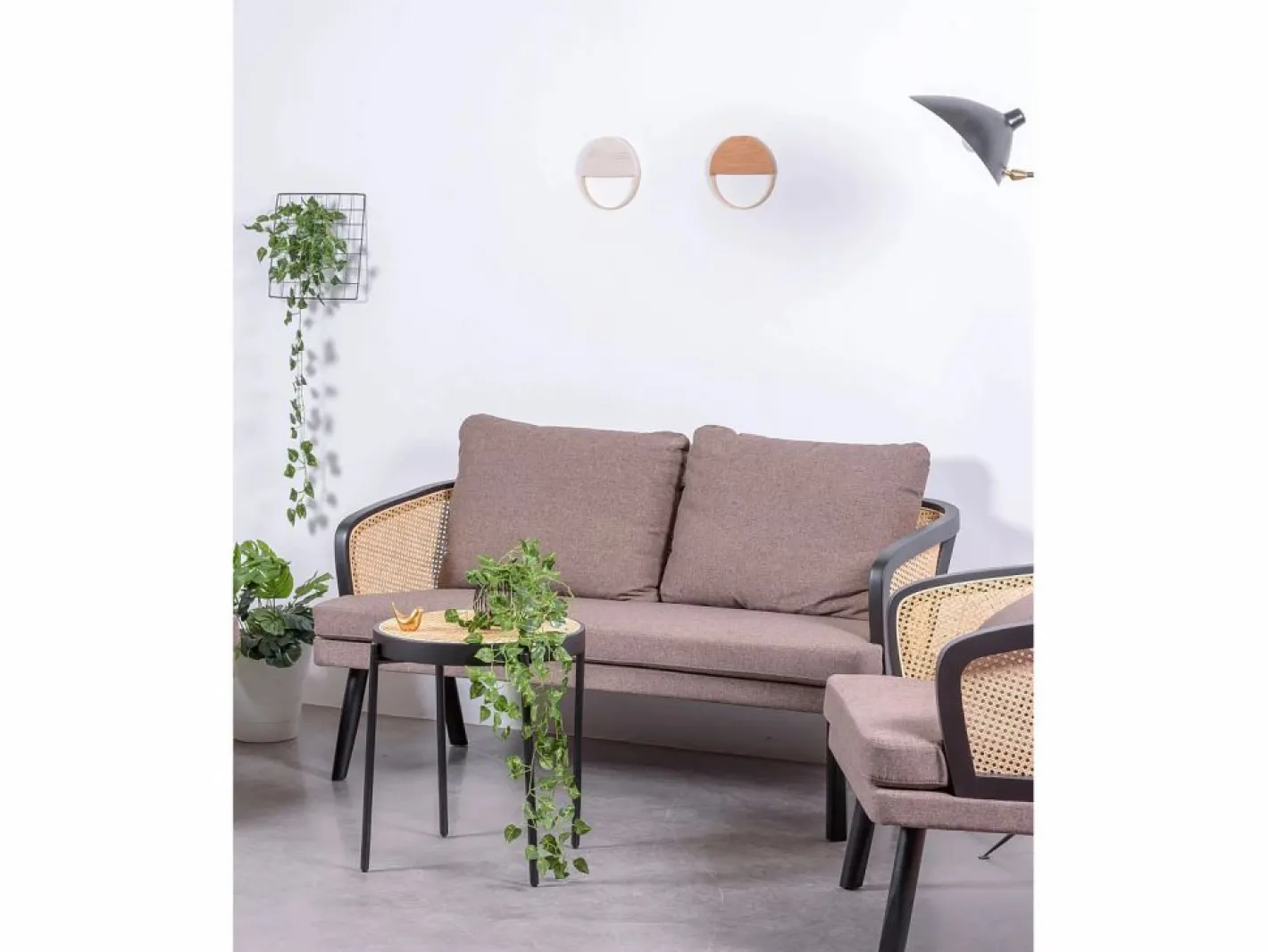 Nest Dream Sofá retro vintage en ratán natural y cojín de algodón - Leeds - Negro Discount