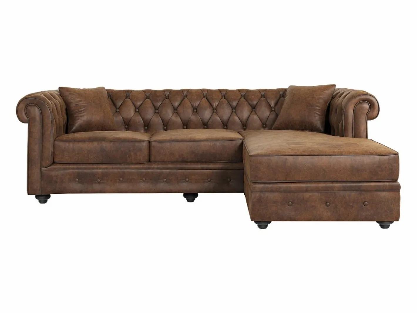 Sofá rinconera chesterfield de microfibra envejecido TOLEDO^Vente-unique New