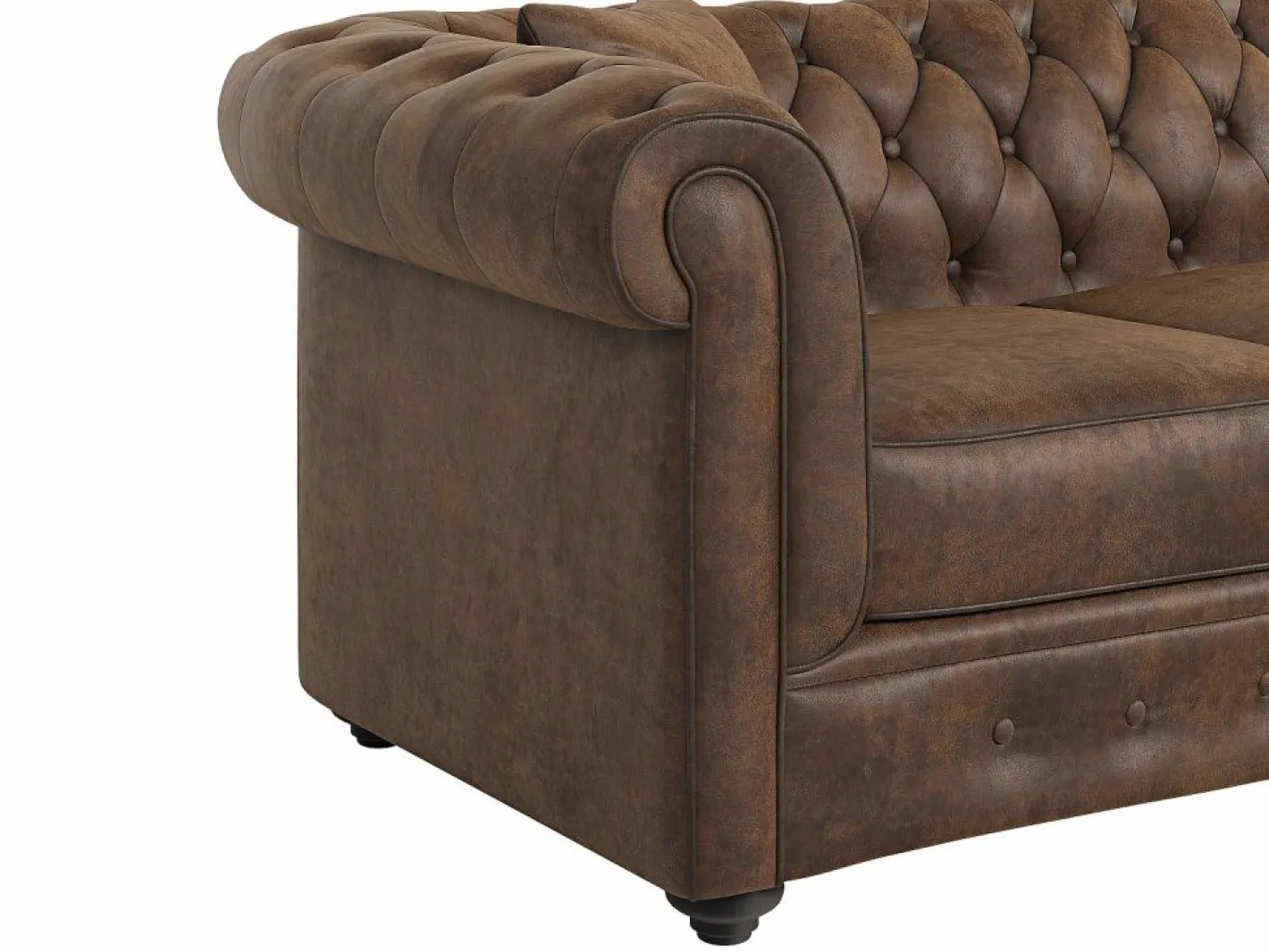Sofá rinconera chesterfield de microfibra envejecido TOLEDO^Vente-unique New