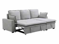 Vente-unique Sofá rinconera convertible y reversible en tejido ZAKILA Gris claro New