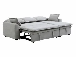 Vente-unique Sofá rinconera convertible y reversible en tejido ZAKILA Gris claro New