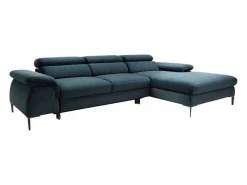 Sofá rinconera convertible de terciopelo azul noche diseño SEPINA^Vente-unique Best