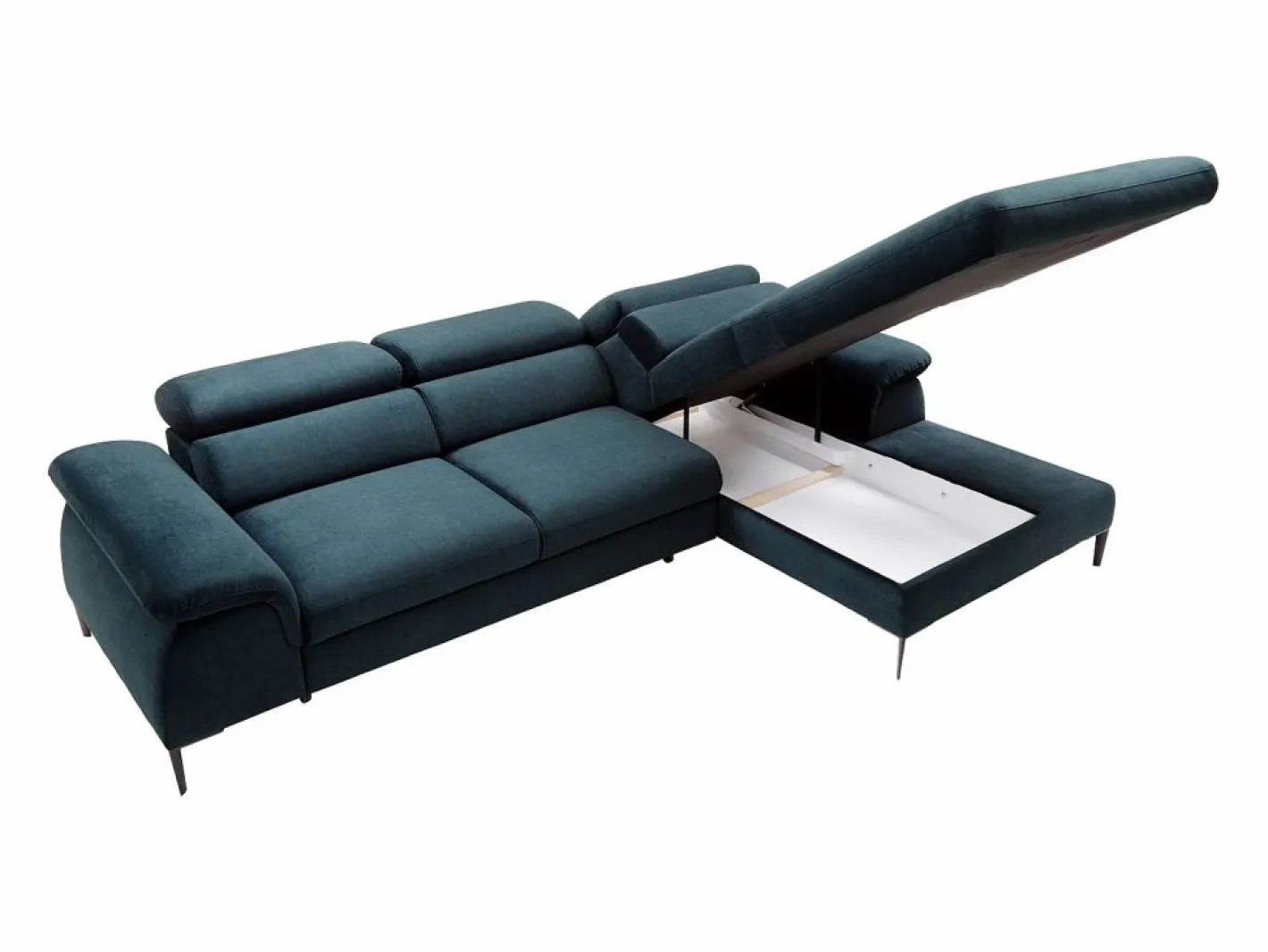 Sofá rinconera convertible de terciopelo azul noche diseño SEPINA^Vente-unique Best
