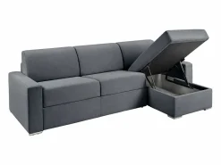 Vente-unique Sofá rinconera de apertura rápida en tela gris antracita - 140 cm - 14 cm - CALITO Gris antracita / Gris Outlet