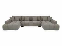 Vente-unique Sofá Xxl|Sofá rinconera de tela acolchado con efecto matelassé de estilo diseño BERENIA